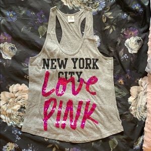 VS Pink New York City Love Pink Sequin Tank